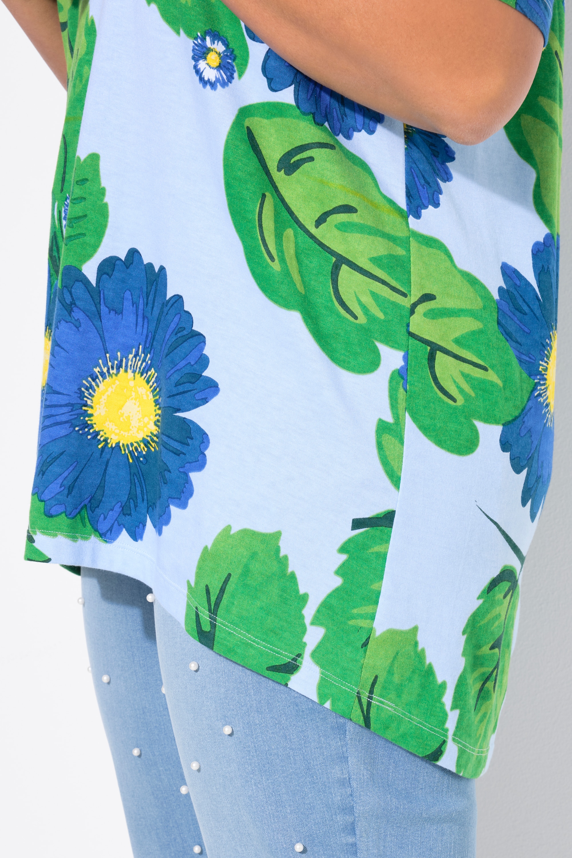 MIAMODA Damen große Größen T Shirt A Linie Blumenmuster 839318