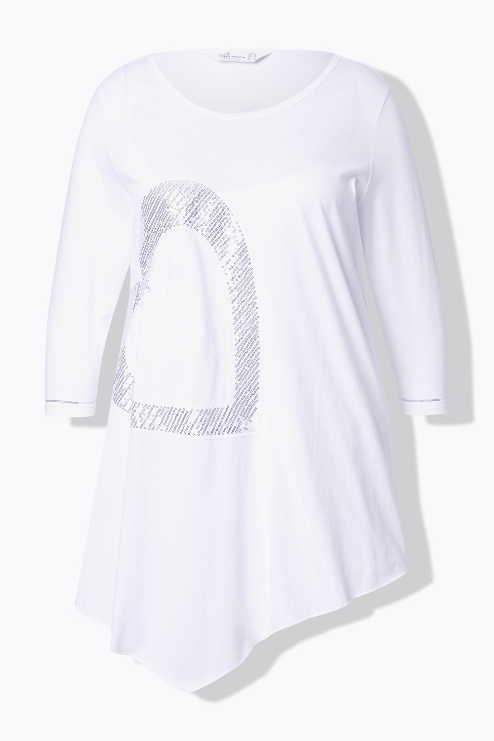 Stora storlekar T-shirt, Dam, vit, storlek: 50, Bomull, Mia Moda