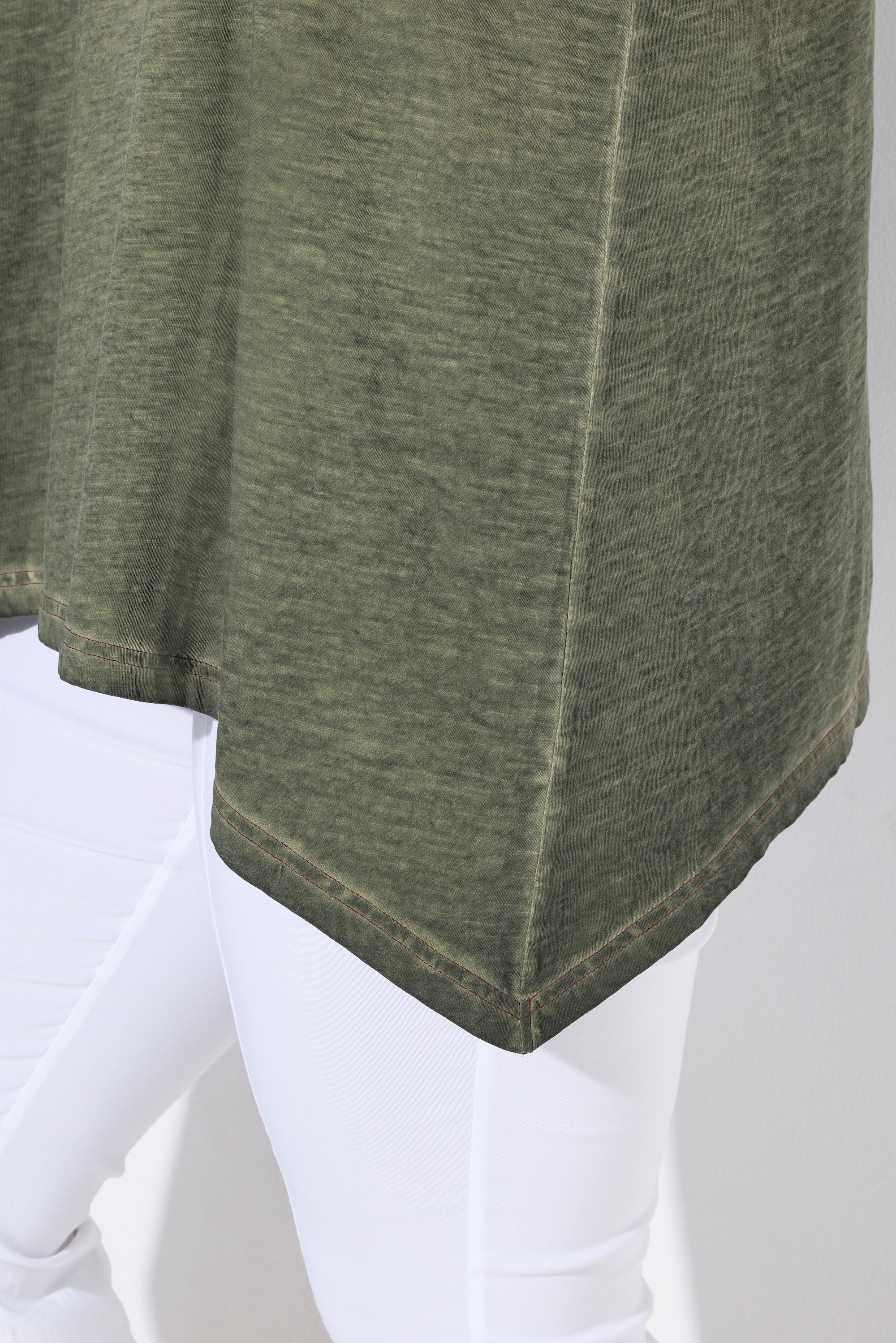 Ulla Popken Damen große Größen T Shirt cold dyed A Linie V Ausschnitt