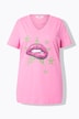 T-Shirt, Komfort Fit, Lippen-Motiv, Ziersteinchen