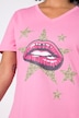 T-Shirt, Komfort Fit, Lippen-Motiv, Ziersteinchen