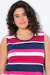 Longtop, strepen, A-lijn, ronde hals, mouwloos