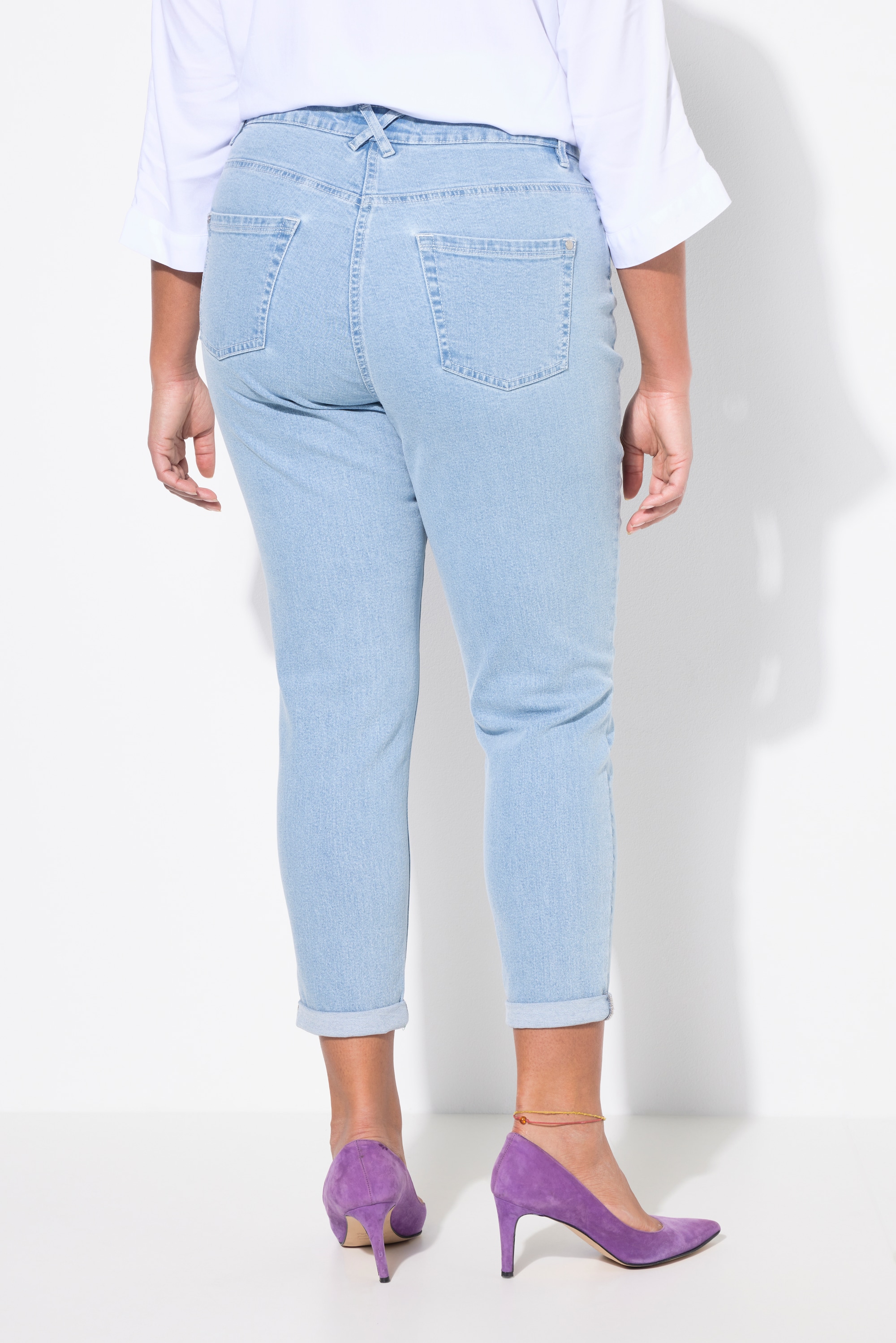 MIAMODA Damen große Größen Mom Jeans seitlicher Blütendruck 5 Pocket 839333