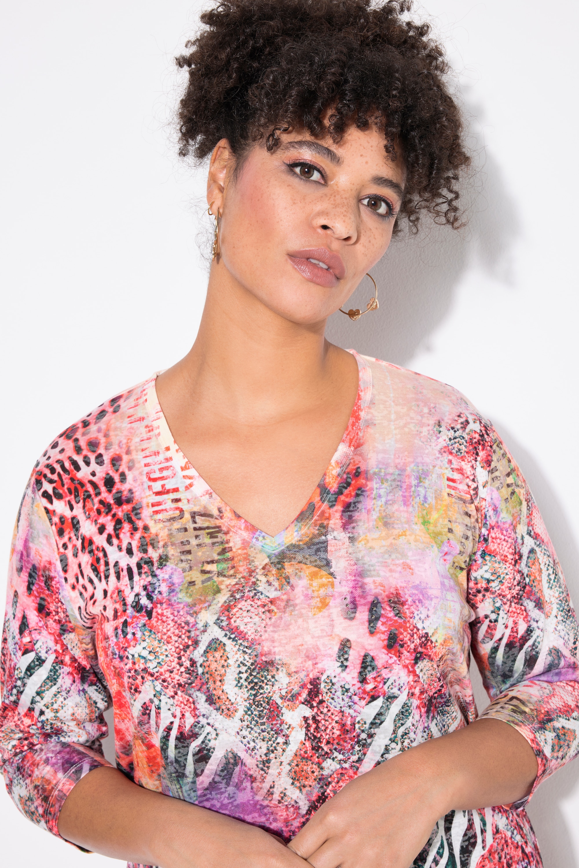 MIAMODA Damen große Größen T Shirt A Linie Glitzersteinchen 839335