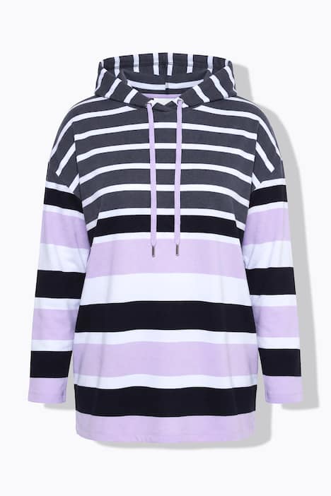 bluza z kapturem, luźny krój, wzór w paski