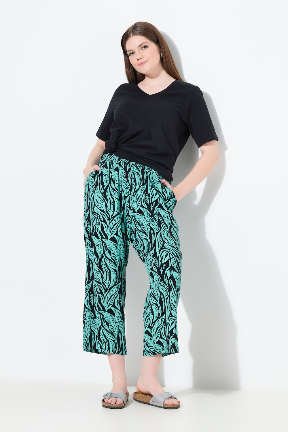 Thumbnail - Große Größen Jersey-Culotte, Damen, schwarz, Größe: 54/56, Baumwolle, Ulla Popken