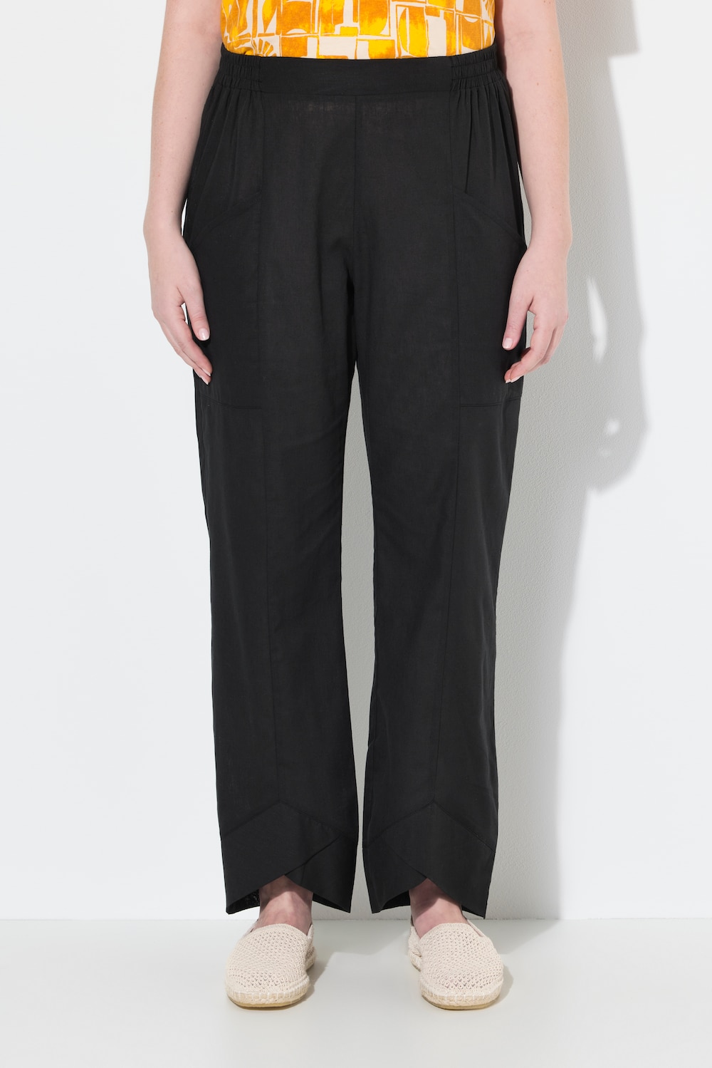 Große Größen Hose, Damen, schwarz, Größe: 44, Baumwolle/Leinen, Ulla Popken