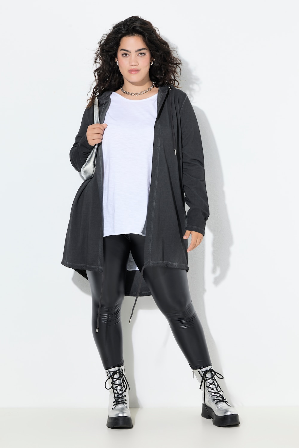 Sweatjacke, offene Form, Kapuze
