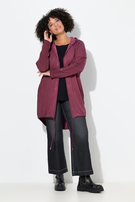 Sweatjacke, offene Form, Kapuze