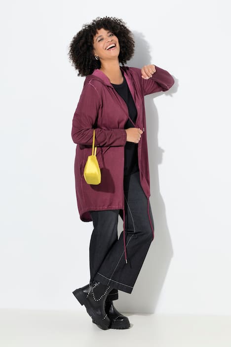 Sweatjacke, offene Form, Kapuze