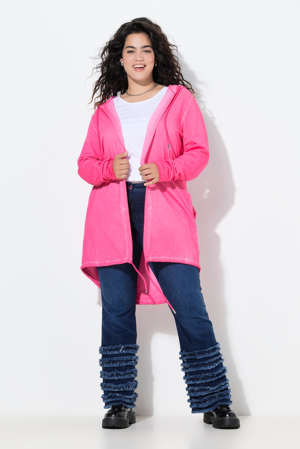 Sweatjacke, offene Form, Kapuze