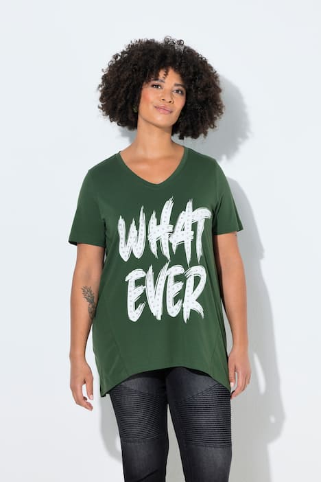 T-Shirt, A-Linie, Schriftzug mit Ziernieten