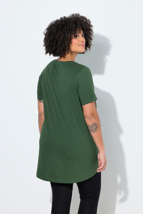 T-Shirt, A-Linie, Schriftzug mit Ziernieten