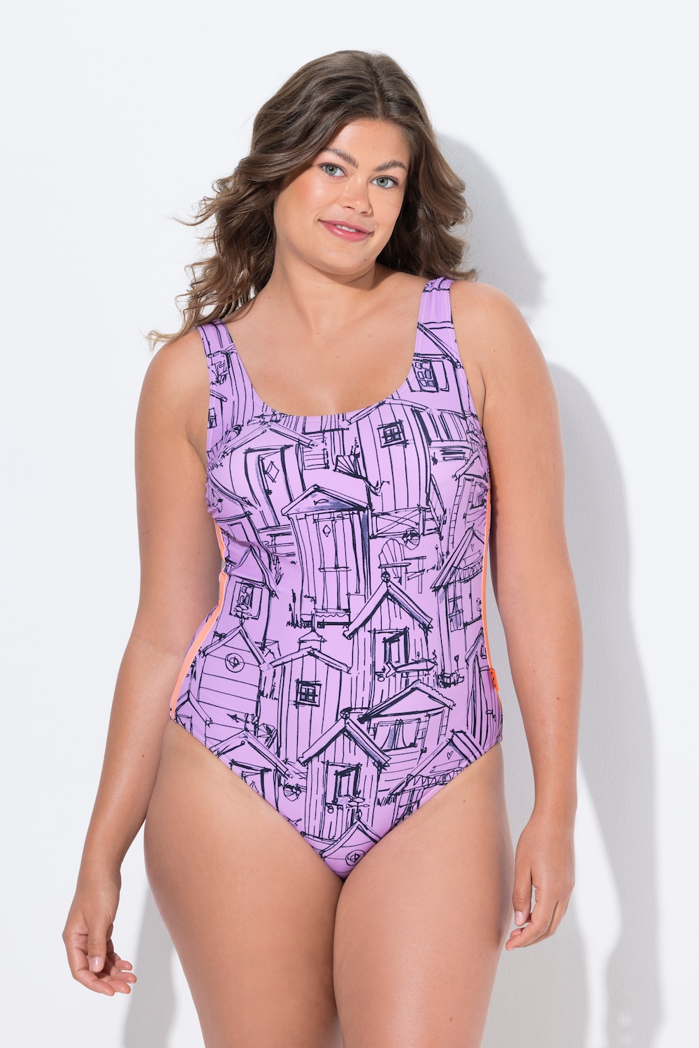 Große Größen Badeanzug, Damen, rosa, Größe: 44/46, Polyester/Synthetische Fasern/Elasthan, LAURASON