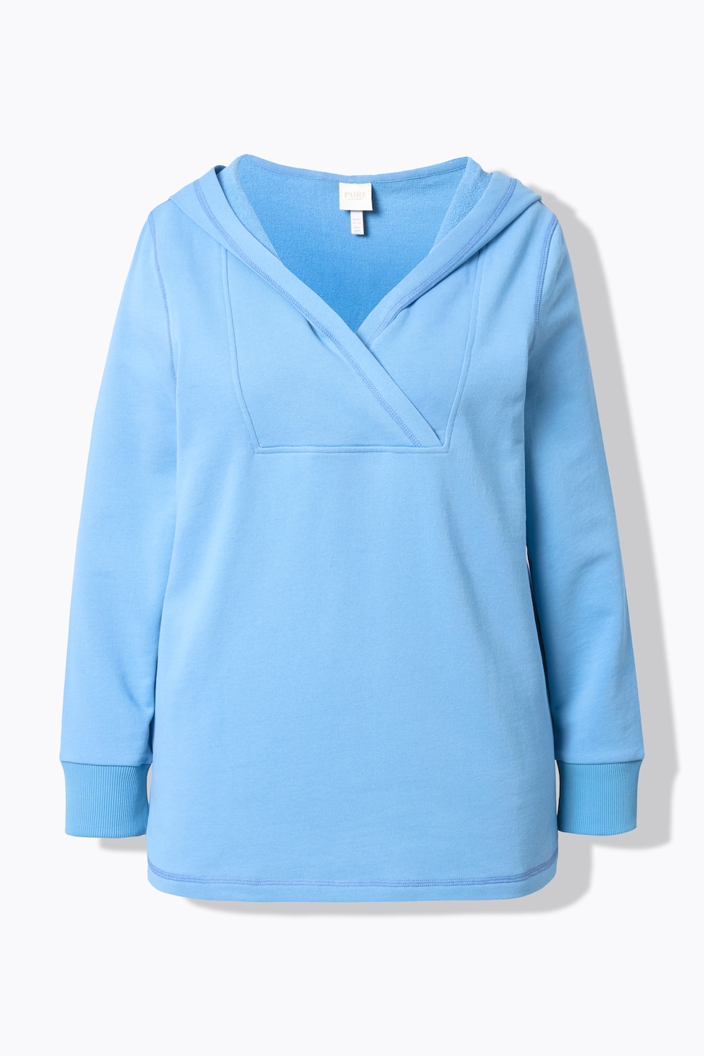 Stora storlekar Hoodie, Dam, blå, storlek: 46/48, Bomull, Ulla Popken