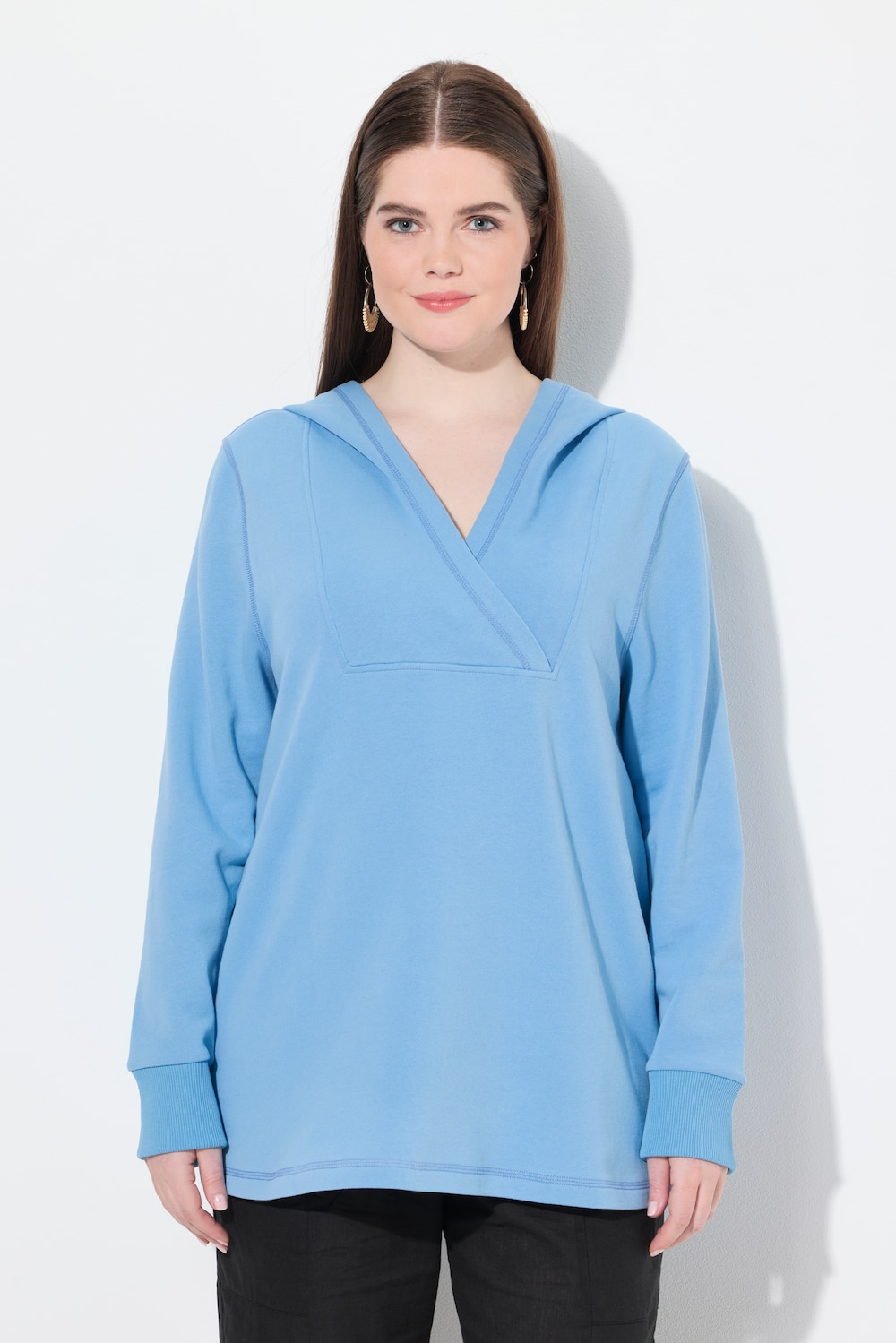 Große Größen Hoodie, Damen, blau, Größe: 46/48, Baumwolle, Ulla Popken