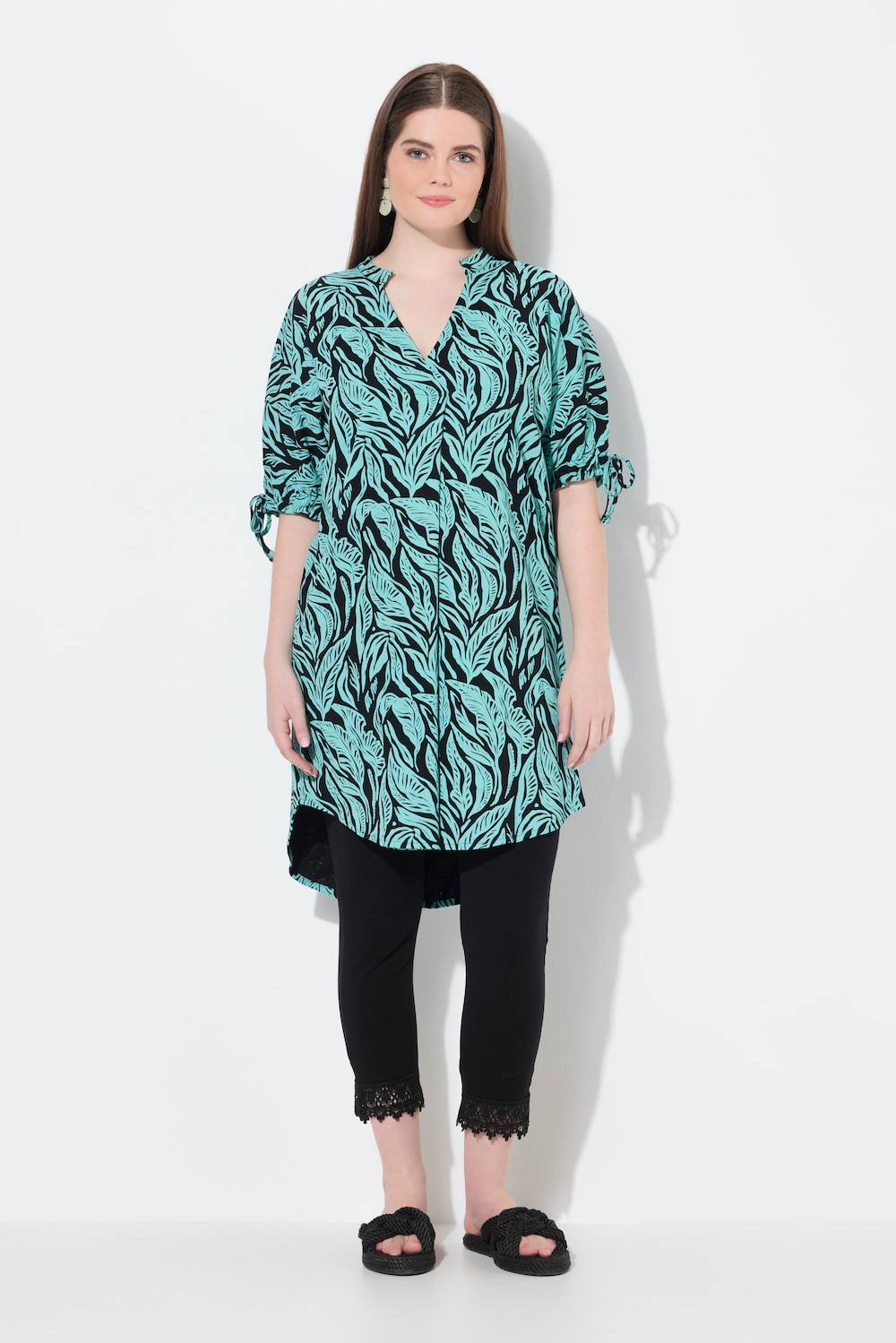 Große Größen Jersey-Tunika, Damen, schwarz, Größe: 54/56, Baumwolle, Ulla Popken