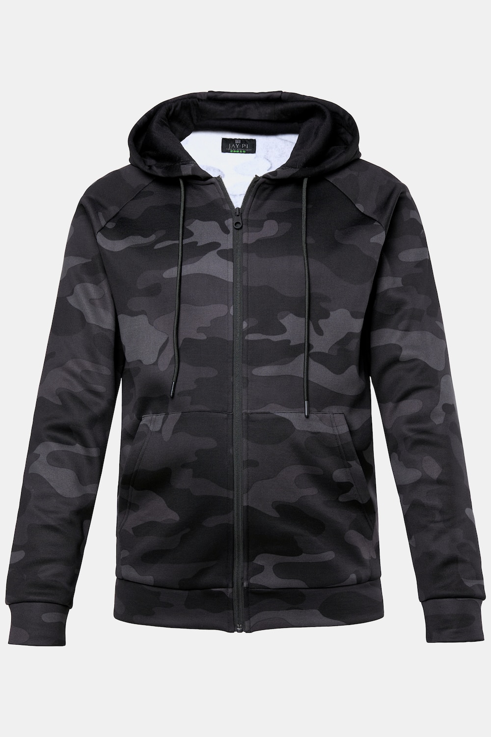 Veste de survêtement en molleton JAY-PI, avec capuche et motif camouflage, collection Fitness – jusqu'au 7 XL