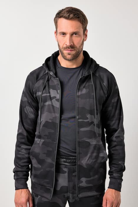 Veste de survêtement en molleton JAY-PI, avec capuche et motif camouflage, collection Fitness – jusqu'au 7 XL