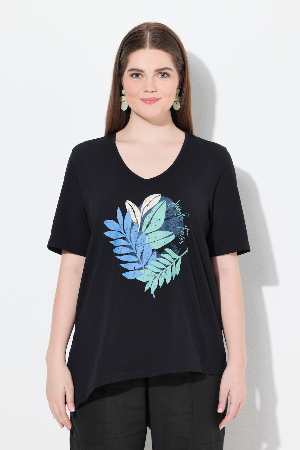 Große Größen T-Shirt, Damen, schwarz, Größe: 54/56, Baumwolle, Ulla Popken