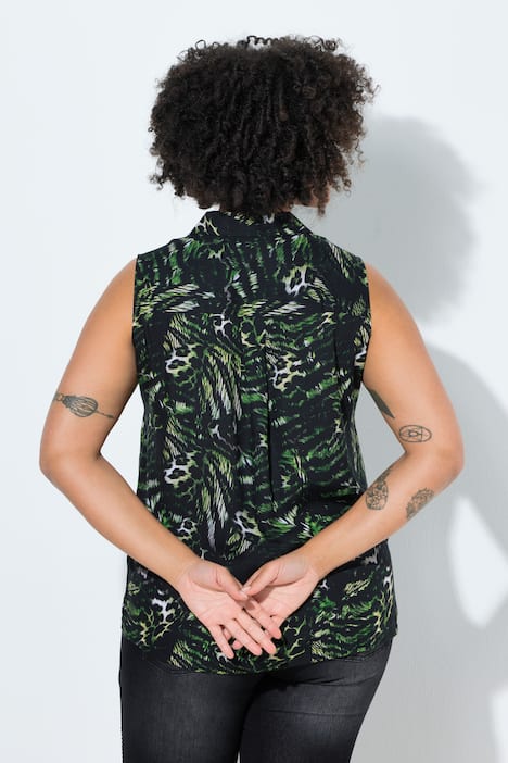 Bluse, ärmellose A-Linie, Animalmuster