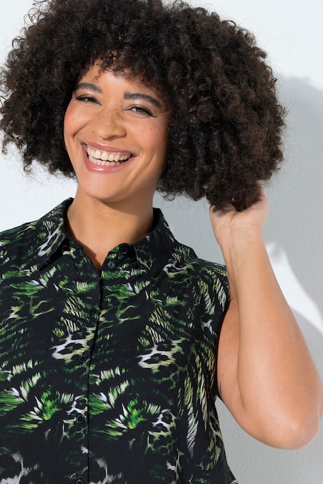 Bluse, ärmellose A-Linie, Animalmuster