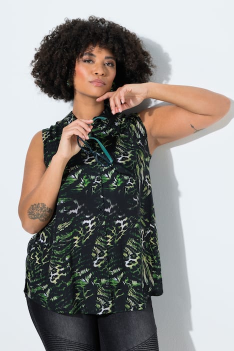 Bluse, ärmellose A-Linie, Animalmuster