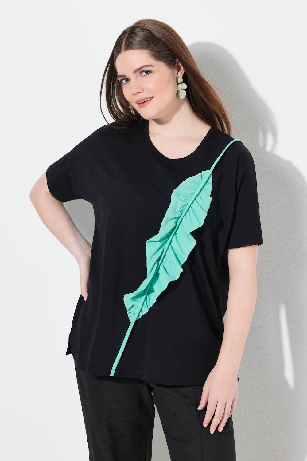Große Größen T-Shirt, Damen, schwarz, Größe: 58/60, Baumwolle, Ulla Popken