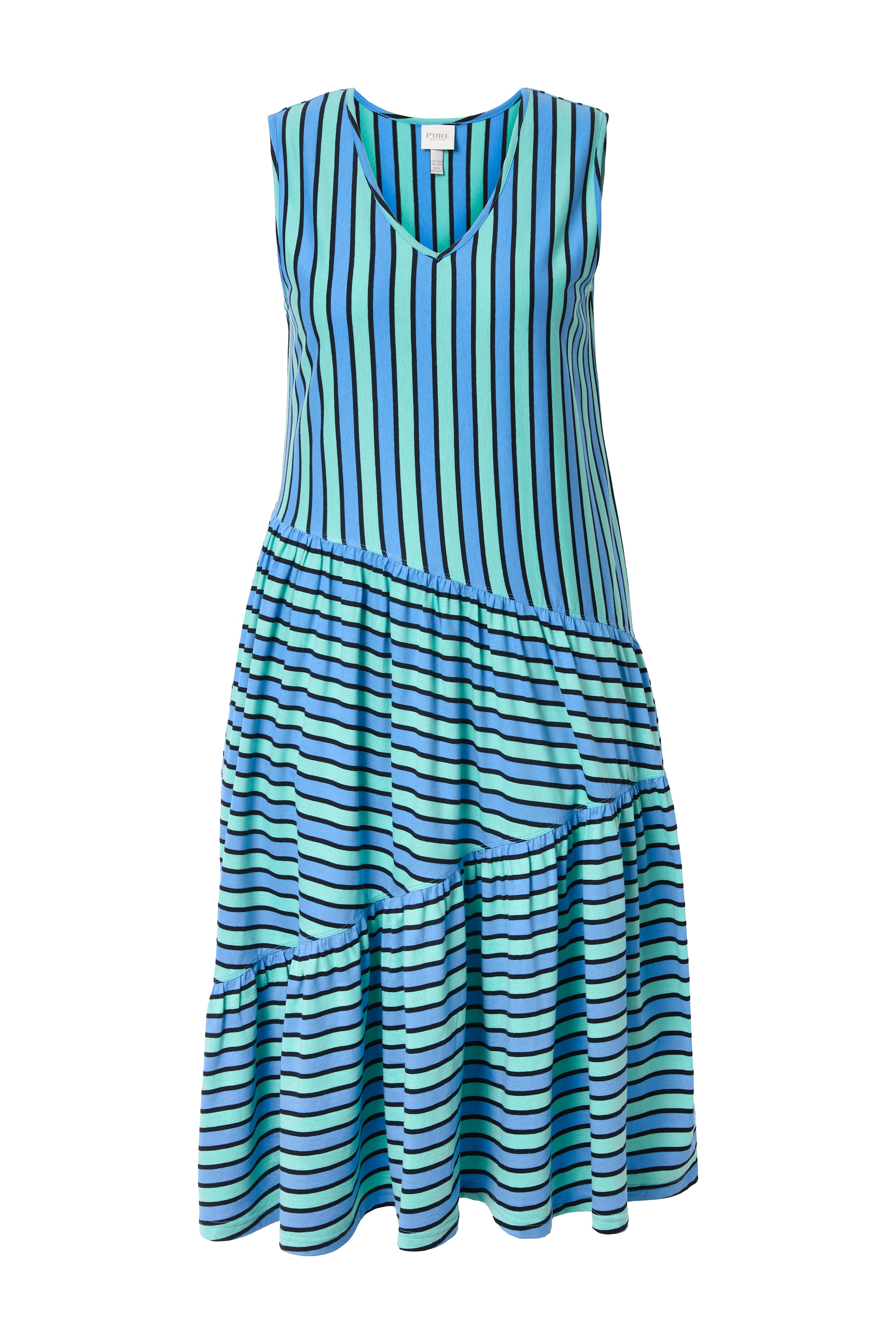 Ulla Popken Damen große Größen Midikleid A Linie V Ausschnitt ärmellos