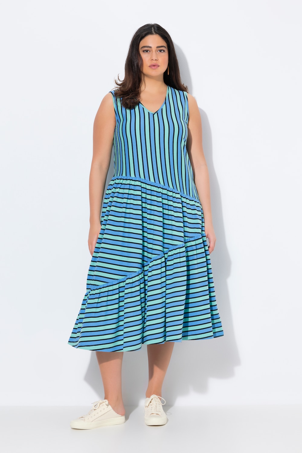 Große Größen Midikleid, Damen, blau, Größe: 58/60, Baumwolle, Ulla Popken