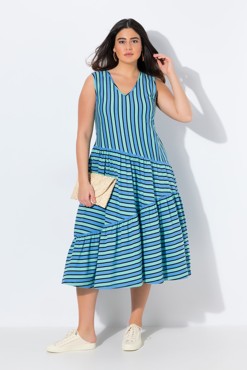 Große Größen Midikleid, Damen, blau, Größe: 58/60, Baumwolle, Ulla Popken