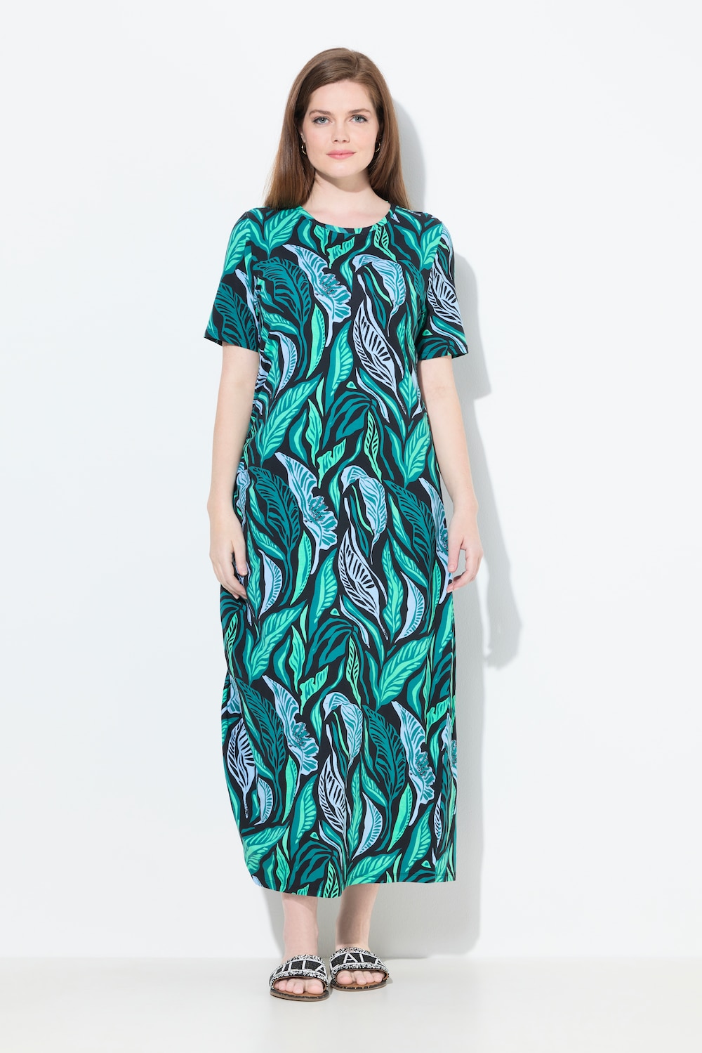 Große Größen Maxikleid, Damen, schwarz, Größe: 54/56, Baumwolle, Ulla Popken