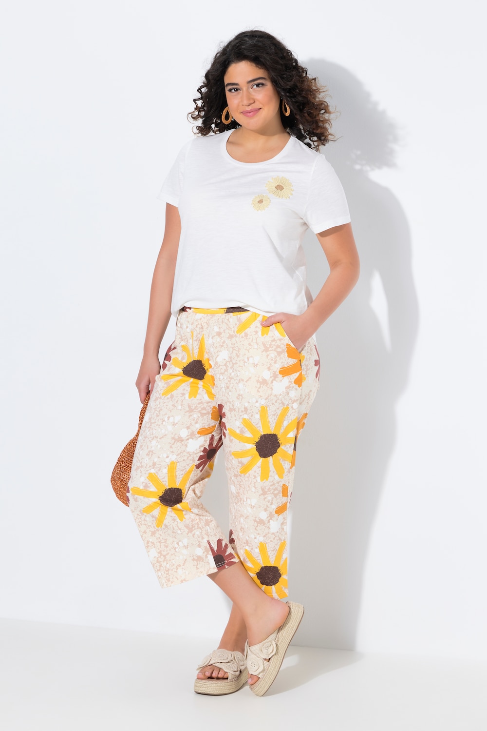 Jersey-Culotte, Sonnenblumen, Komfortbund, Biobaumwolle
