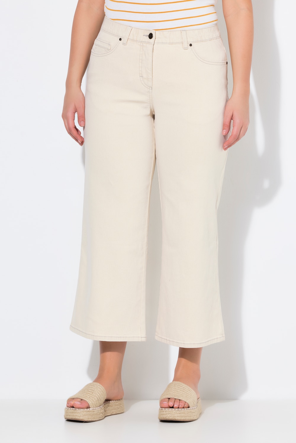 Große Größen Jeans-Culotte, Damen, gelb, Größe: 52, Baumwolle, Ulla Popken