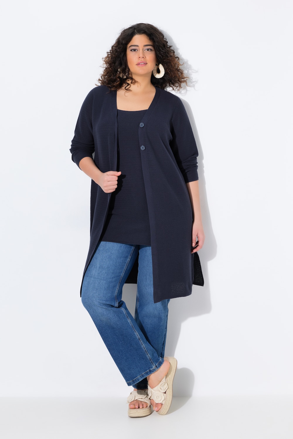Strickjacke, V-Ausschnitt, Langarm, Biobaumwolle