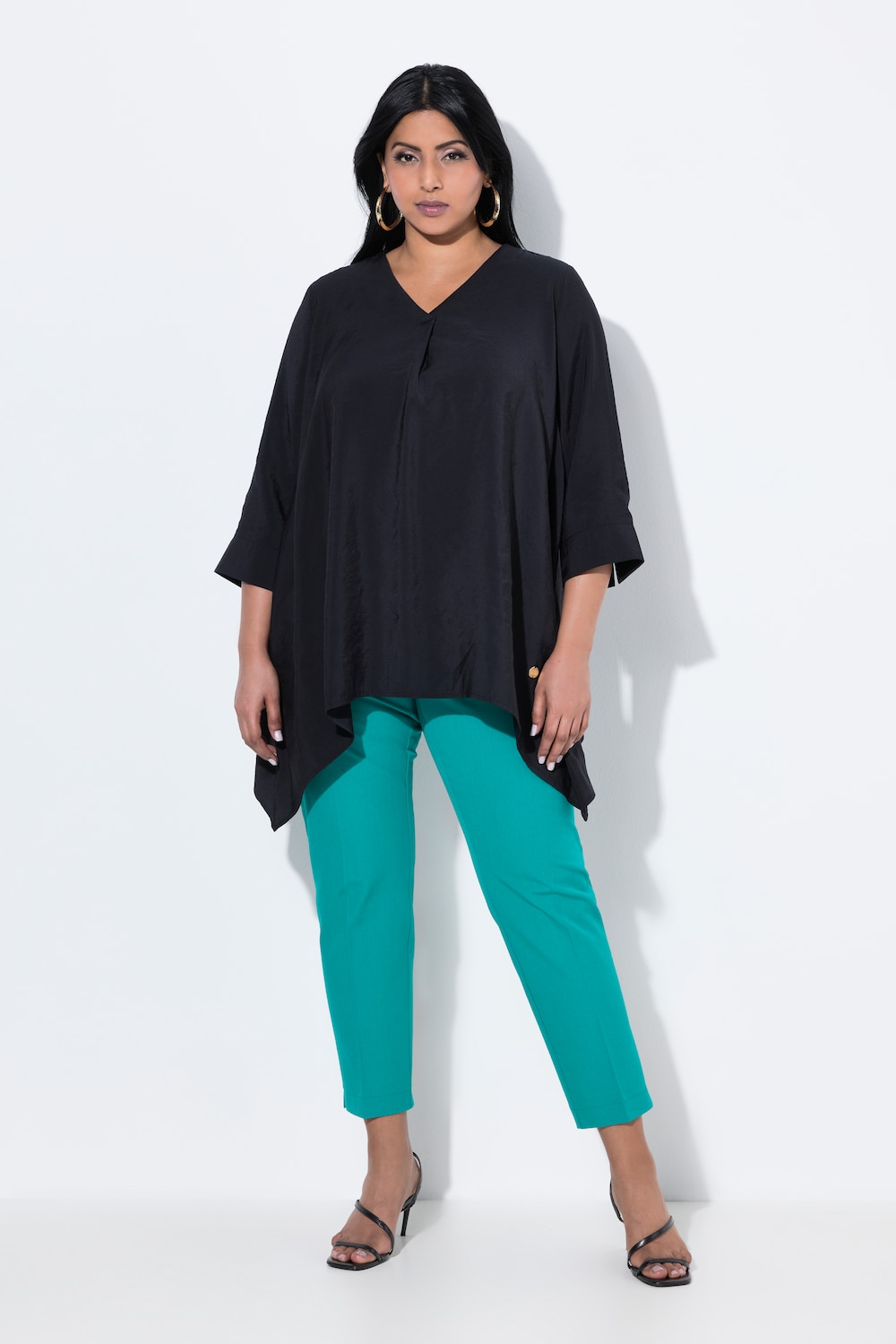 Große Größen Tunika, Damen, schwarz, Größe: 50/52, Synthetische Fasern/Polyester, Ulla Popken