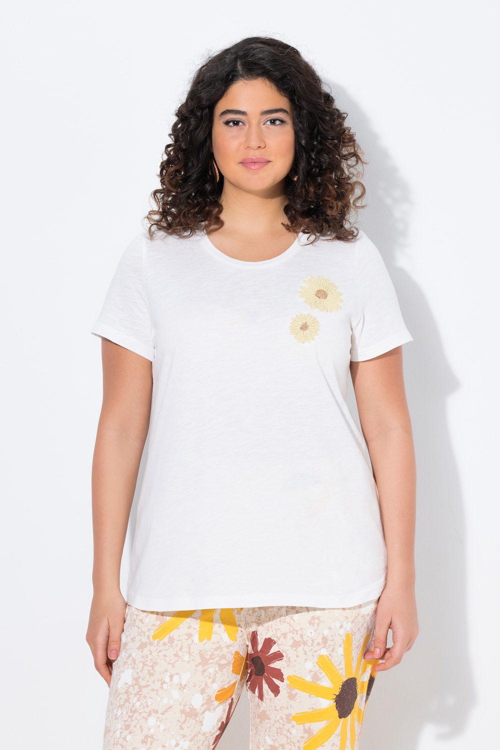 Große Größen T-Shirt, Damen, beige, Größe: 54/56, Baumwolle, Ulla Popken