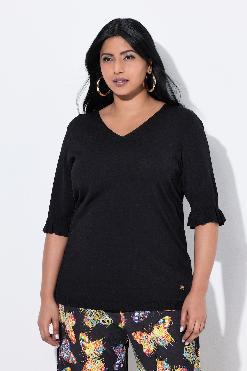 Thumbnail - Große Größen Pullover, Damen, schwarz, Größe: 54/56, Viskose/Synthetische Fasern, Ulla Popken