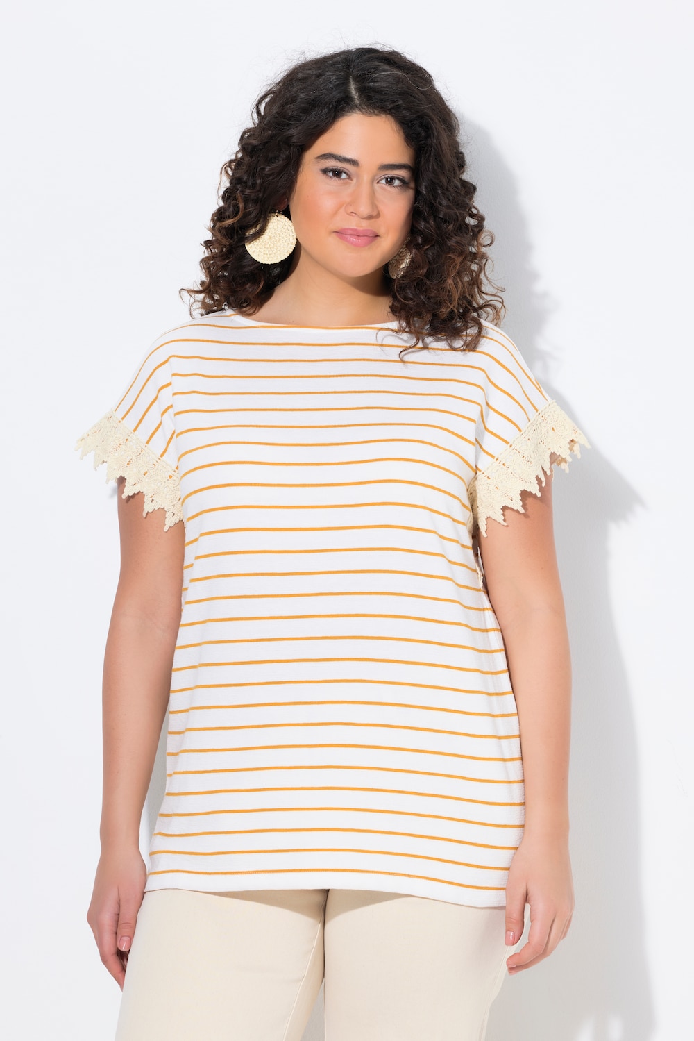 Große Größen Ringelshirt, Damen, orange, Größe: 46/48, Baumwolle, Ulla Popken