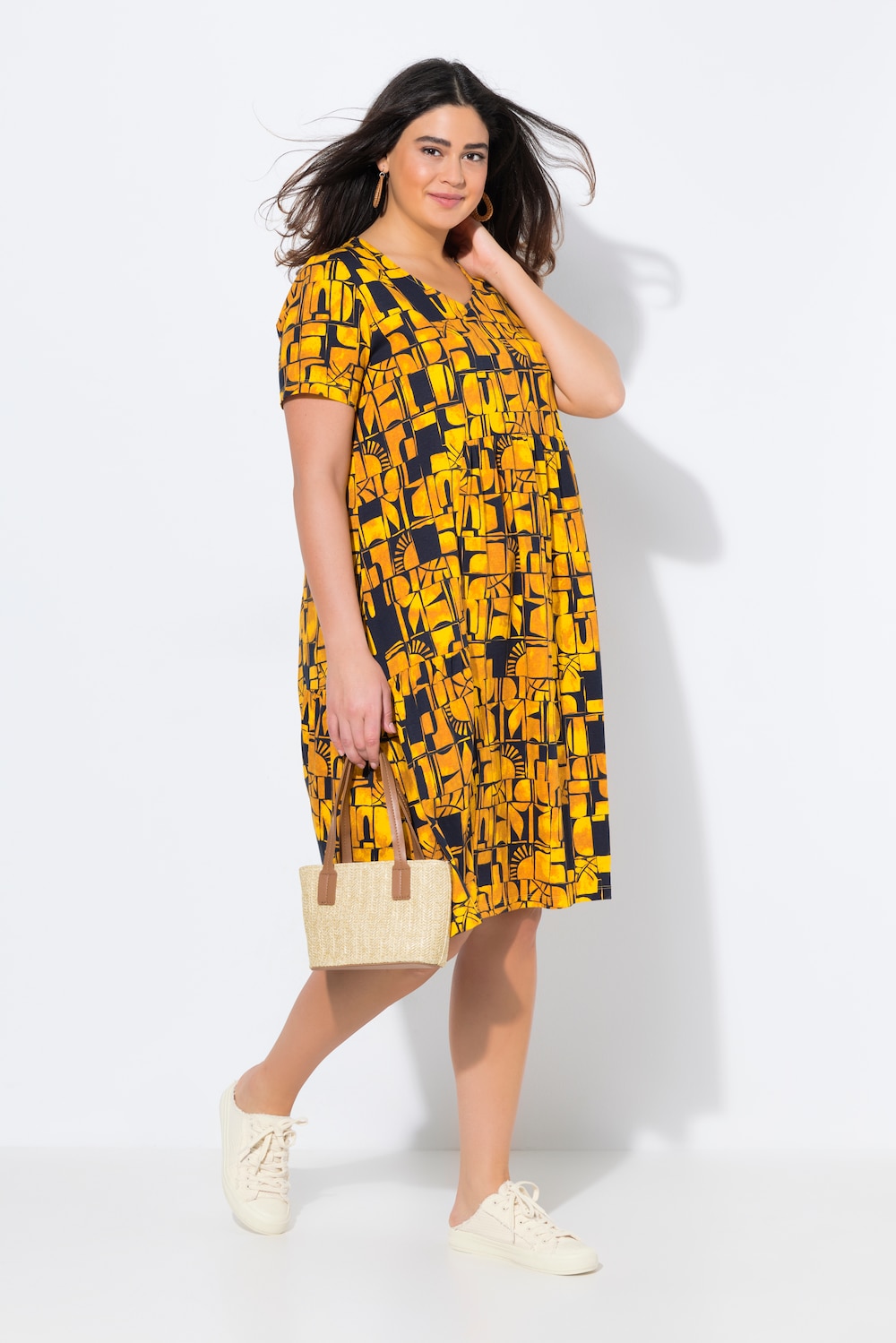 Große Größen Jerseykleid, Damen, blau, Größe: 50/52, Baumwolle, Ulla Popken