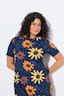 Jersey maxi-jurk, bloemen, ronde hals, halflange mouwen, biologisch katoen