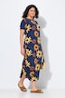 Jersey maxi-jurk, bloemen, ronde hals, halflange mouwen, biologisch katoen