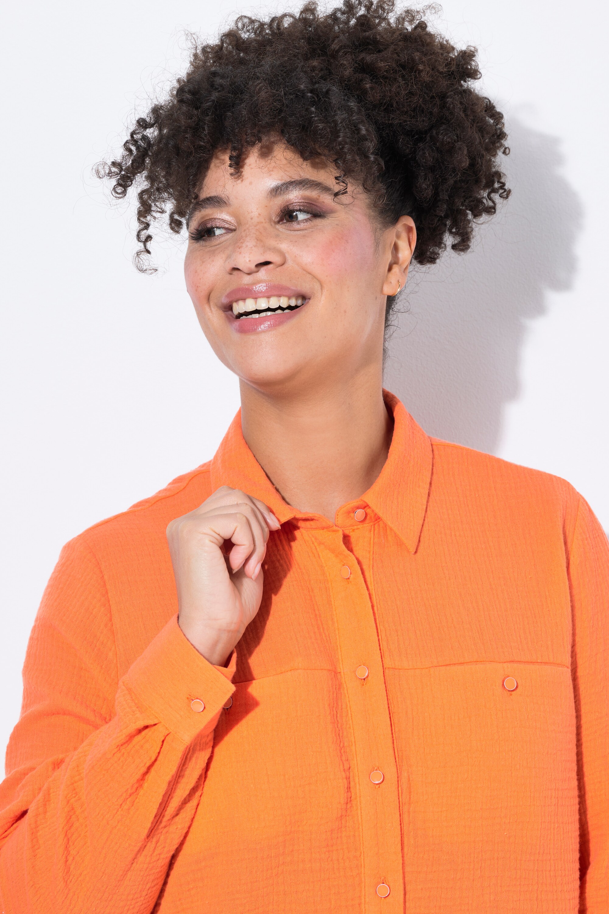 MIAMODA Damen große Größen Bluse A Linie Musselin Ziernähte 839474