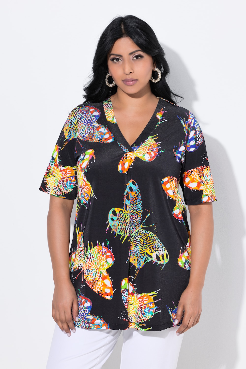 Thumbnail - Große Größen Slinkyshirt, Damen, schwarz, Größe: 42/44, Viskose, Ulla Popken