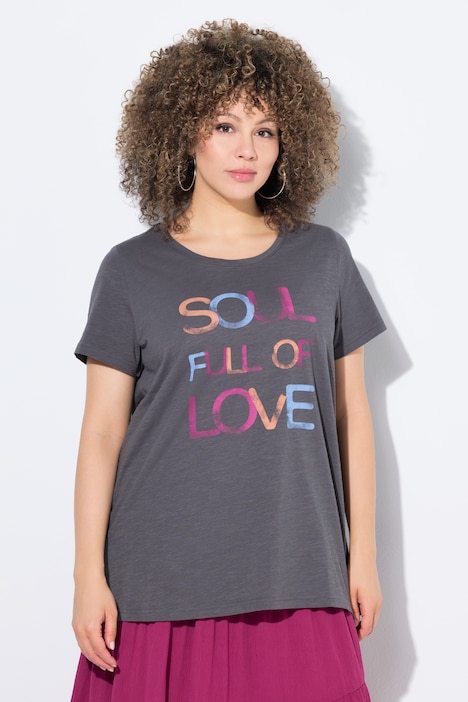 T-shirt, lettermotief, classic, ronde hals, korte mouwen