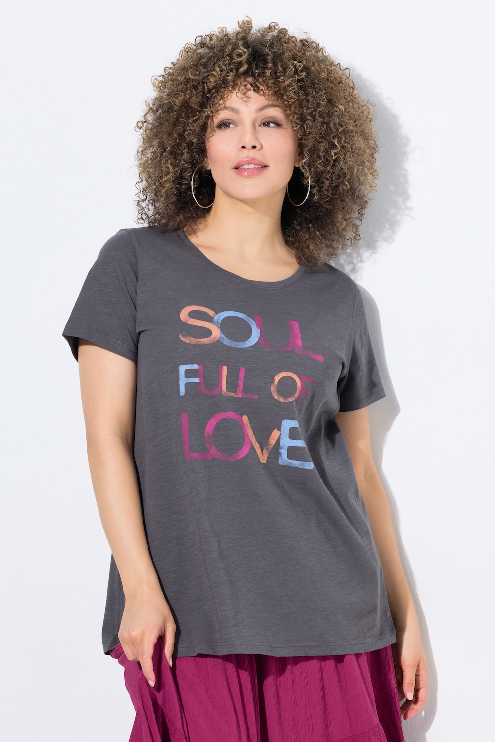 T-shirt, lettermotief, classic, ronde hals, korte mouwen