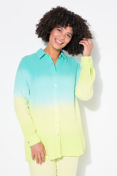 Bluse, oversized, Musselin, Farbverlauf