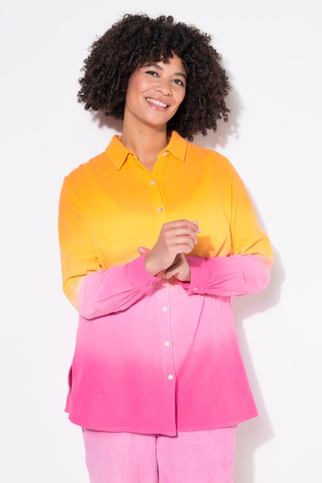 Blouse, oversized, mousseline, kleurverloop