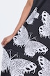 Slinky midi-jurk, vlinders, V-hals, korte mouwen