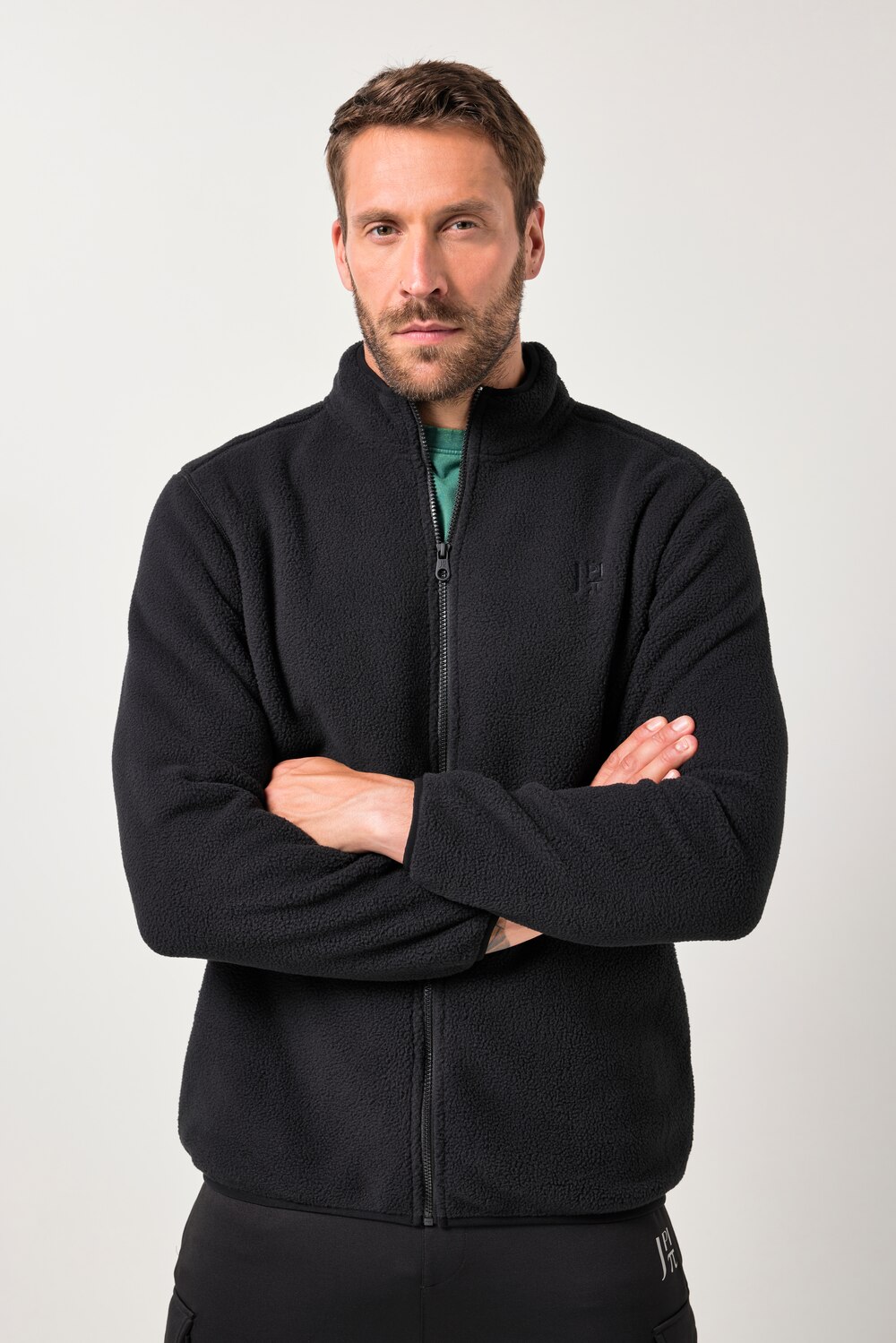 Stora storlekar Fleecejacka, Her, svart, storlek: 6XL, Polyester, JAY-PI